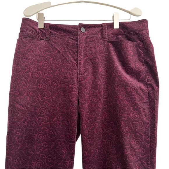 Talbots Heritage Burgundy Damask Velvet Pants Size 8 - Picture 1 of 7